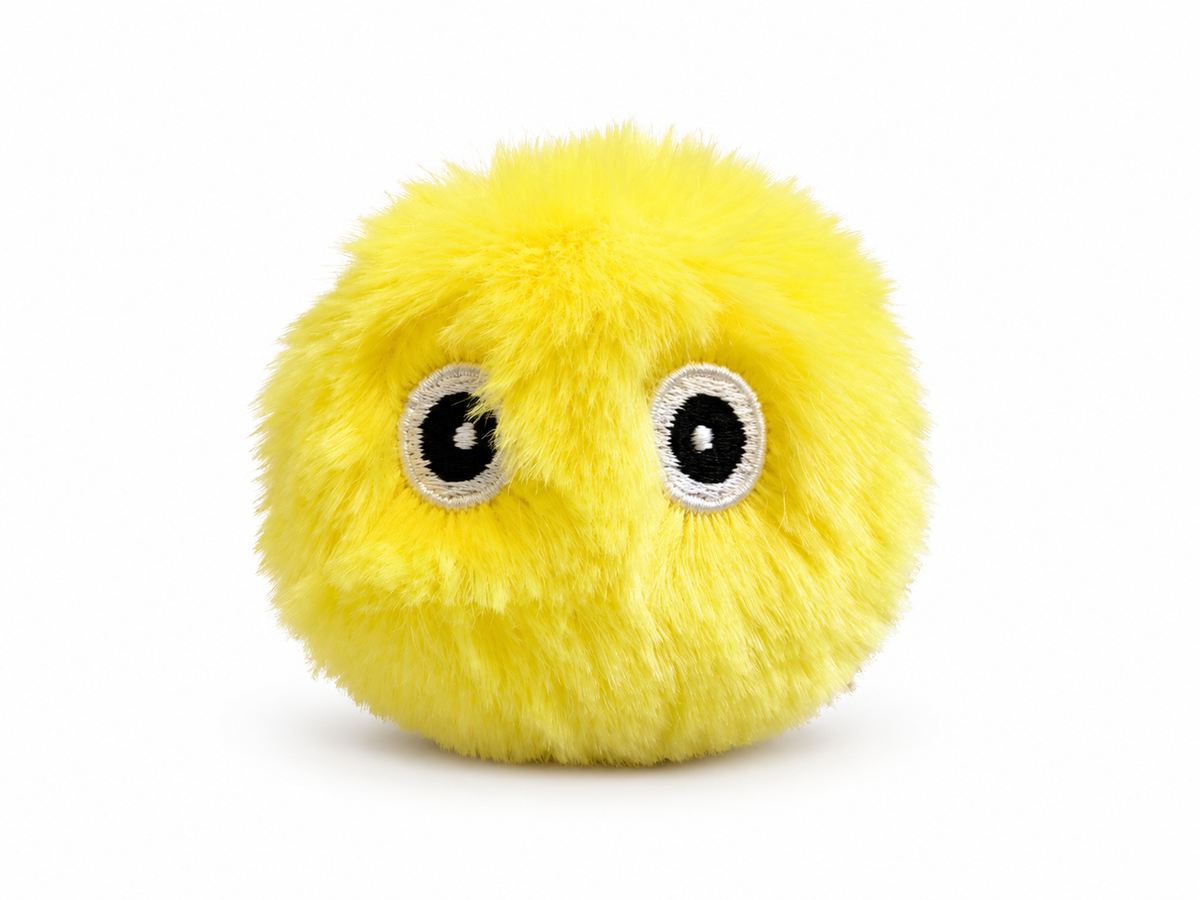 Fluffy balletje met geluid geel